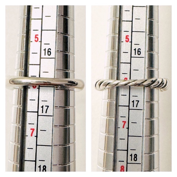 DAVID YURMAN Pure Form Sterling Silver Stackable Ring Set Sz 6 - Picture 7 of 16